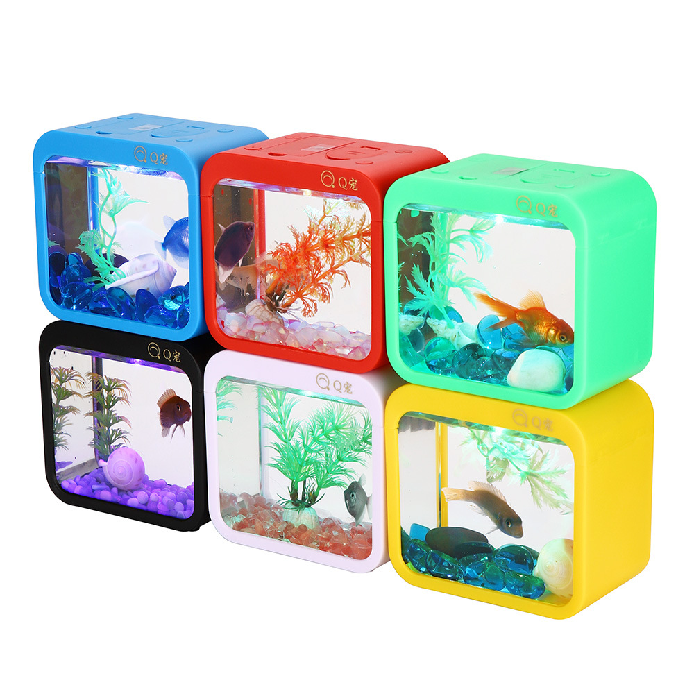Aquarium Fish Jar - Colorful Creative Betta Box With Light,